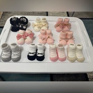 **NEW** 10 Pair Baby Girl Booties/Socks Bundle